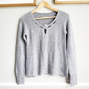 Aeropostale Crisscross Keyhole Gray Sweater - Size XS NWT
